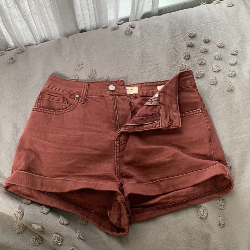 Pacsun Maroon High Rise Mom Short
